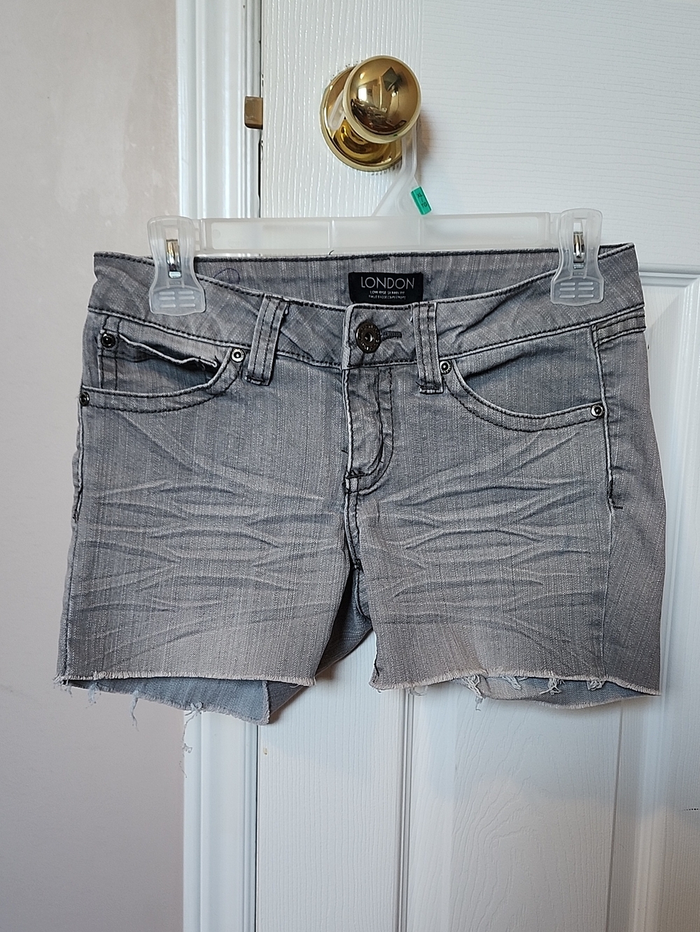 Vintage Y2K Urban Planet London Grey Distressed Denim Shorts